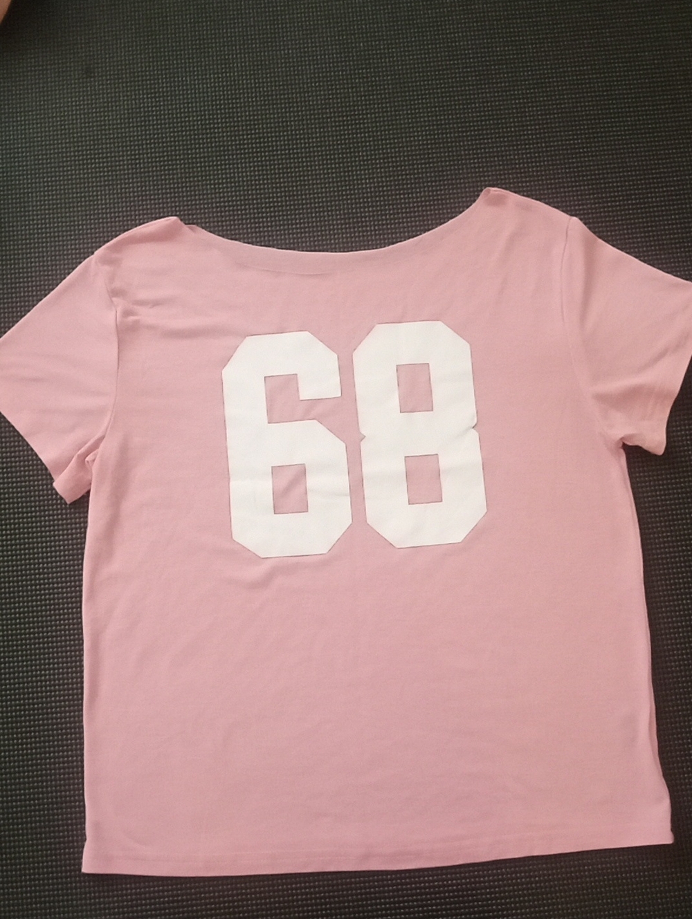 SHEIN Pink Short-Sleeve Tee with White '68' Back Graphic
